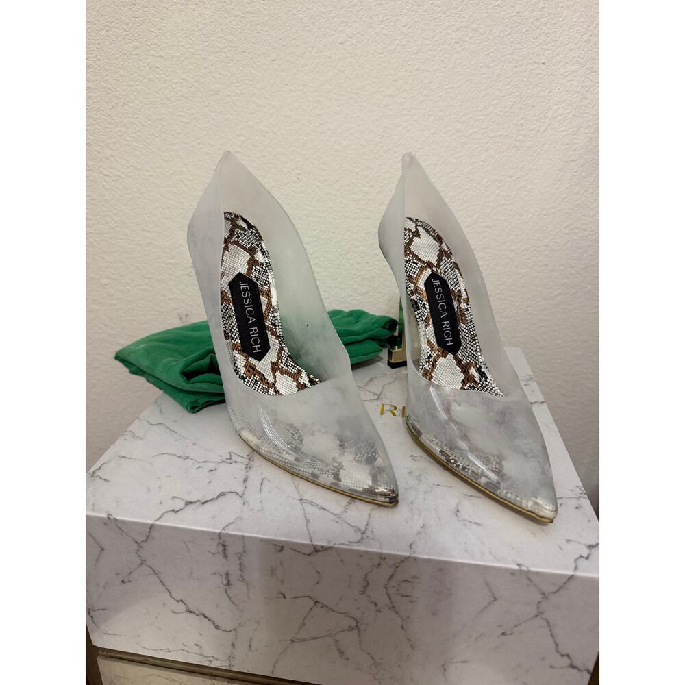 New Jessica Rich so fancy clear gold snake print heels sz 35 - Picture 7 of 12